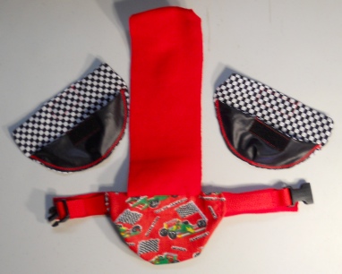 Race Car Duck Diapers with black and white flag print liners Duck Diaper Holder Harness